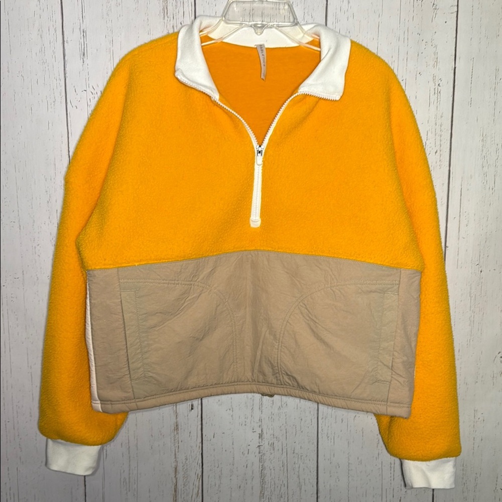 Fabletics Yellow and Tan Half-Zip Sweatshirt